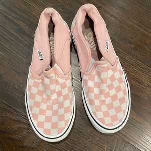Vans pink checkered slip on shoes size 6